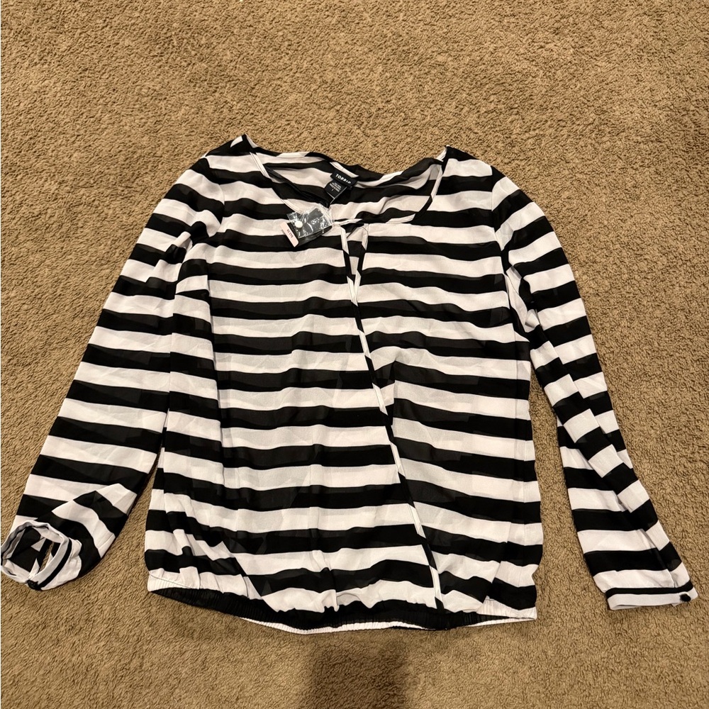 Torrid Monochrome Striped Print Top